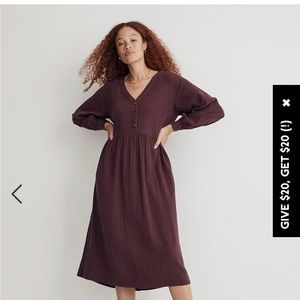 Madewell Lightspun Button-Front Midi Dress - size 8 - NWT